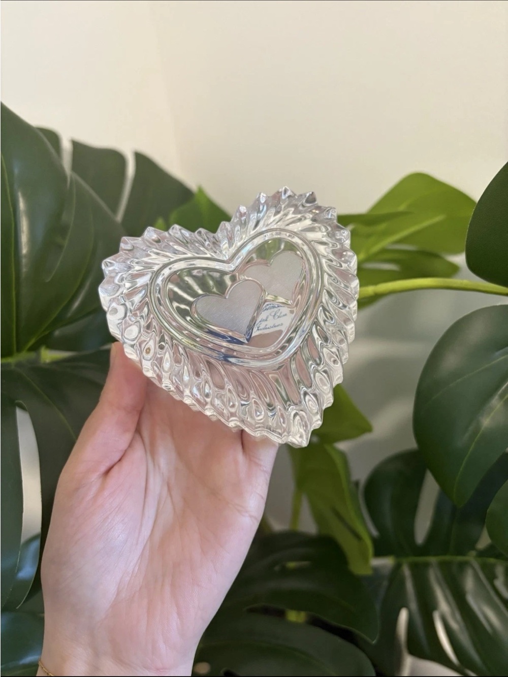 Heart Shaped Crystal Jewelry Trinket Box‎ Yugoslavia